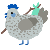 A silver and ash chicken with a speckle pattern