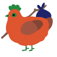 A vermilion and russet chicken