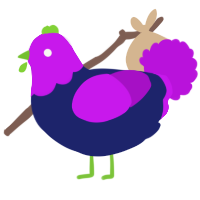 A navy and amethyst chicken with a head pattern