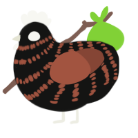 A black and russet chicken with a bar pattern