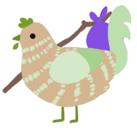 A beige and gluppy chicken with a bar pattern