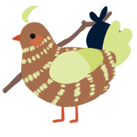 A brown and lemon chicken with a bar pattern
