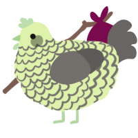 A apple and grey chicken with a lace pattern