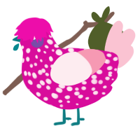 A fuchsia and rose chicken with a speckle pattern