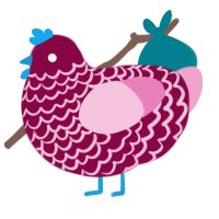 A maroon and pink chicken with a lace pattern