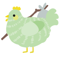 A gluppy chicken with a bar pattern