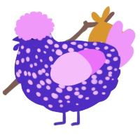 A indigo and lavender chicken with a speckle pattern