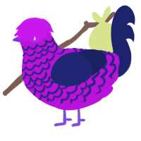 A amethyst and navy chicken with a lace pattern