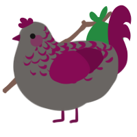 A grey and wine chicken with a half-lace pattern