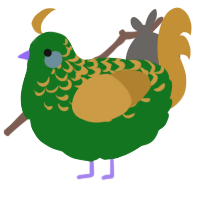 A leaf and gold chicken with a half-lace pattern