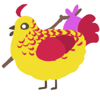 A yellow and crimson chicken with a half-lace pattern