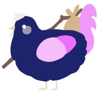 A navy and lavender chicken