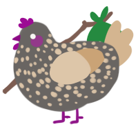 A grey and beige chicken with a speckle pattern