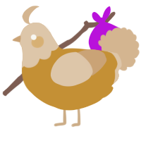 A gold and beige chicken with a head pattern