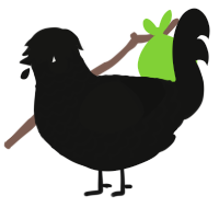 A black chicken with a lace pattern