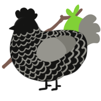A black and ash chicken with a lace pattern