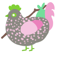 A ash and pink chicken with a speckle pattern