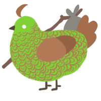 A grass and brown chicken with a double-lace pattern