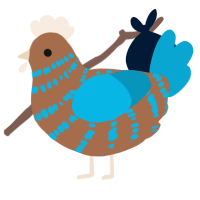 A brown and cerulean chicken with a bar pattern