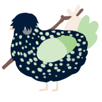 A tumblr and gluppy chicken with a speckle pattern