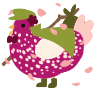 A fuchsia and rose chicken with a speckle pattern