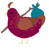 A maroon and russet chicken with a half-lace pattern