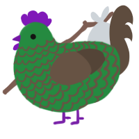 A viridian and bark chicken with a lace pattern