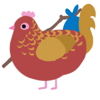 A red and gold chicken with a half-lace pattern