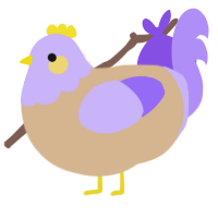 Apron, a beige and lilac chicken with a head pattern