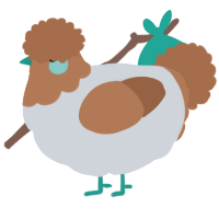 A mist and brown chicken with a head pattern