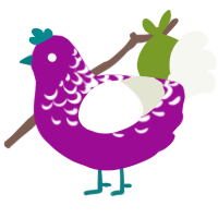 A plum and white chicken with a half-lace pattern