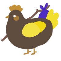 A bark and yellow chicken