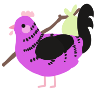 A orchid and sable chicken with a half-bar pattern
