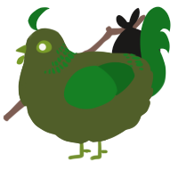 A olive and leaf chicken with a neck-band pattern