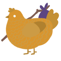 A orange and gold chicken with a lace pattern