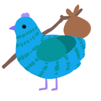 A sky and teal chicken with a bar pattern