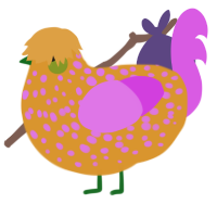 A orange and orchid chicken with a speckle pattern