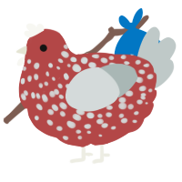 A red and silver chicken with a speckle pattern