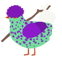 A spring and violet chicken with a speckle pattern