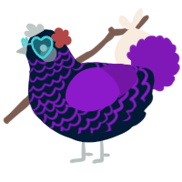A tumblr and violet chicken with a lace pattern