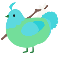 A spring and aqua chicken with a head pattern
