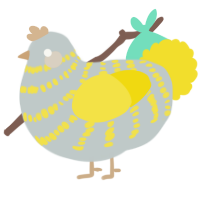 A silver and yellow chicken with a bar pattern