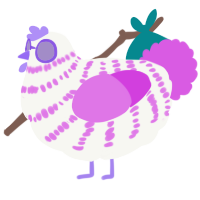 A white and orchid chicken with a bar pattern