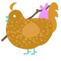 A ochre and orange chicken with a speckle pattern