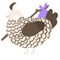 A cream and bark chicken with a lace pattern