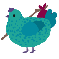 A turquoise and sea chicken with a speckle pattern