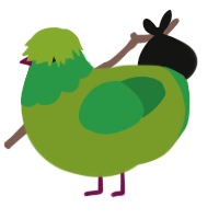 Deuxmalacath, a chartreuse and viridian chicken with a head pattern