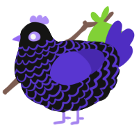 A black and indigo chicken with a lace pattern
