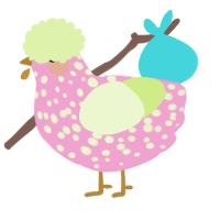 A pink and apple chicken with a speckle pattern
