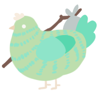 A gluppy and mint chicken with a bar pattern